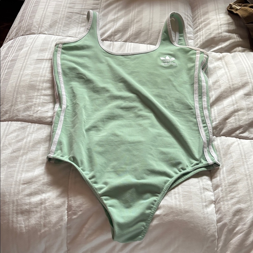 Adidas Blue Green three stripe bodysuit - Picture 2 of 7